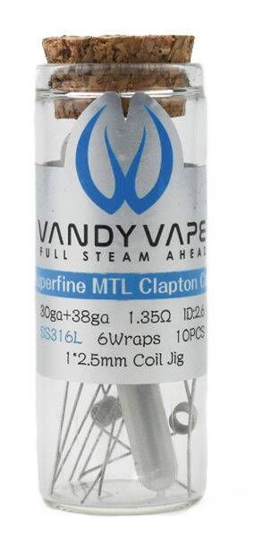 VandyVape Prebuilt SS316L Superfine MTL Fused Clapton Coil (10 St.)